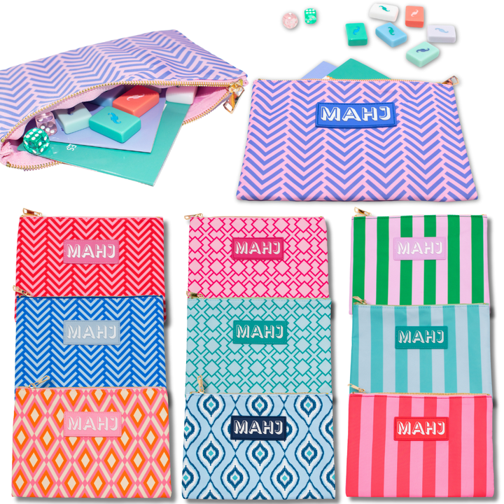 My Fair Mahjong Mahjong card and accessory bag with colorful design, compact storage for game pieces and cards.