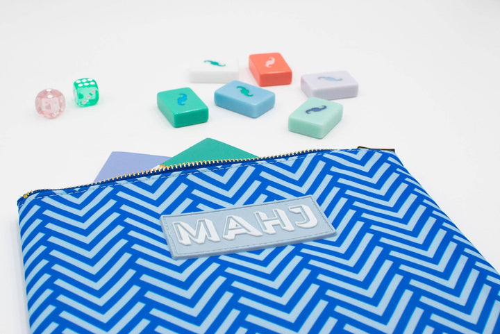 My Fair Mahjong gift bag featuring a Mahjong card and accessory design, ideal for storing gaming accessories and cards.