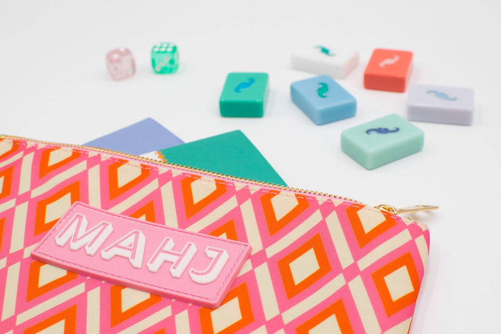 My Fair Mahjong Mahjong card and accessory bag with decorative design, perfect for storing game pieces and accessories.