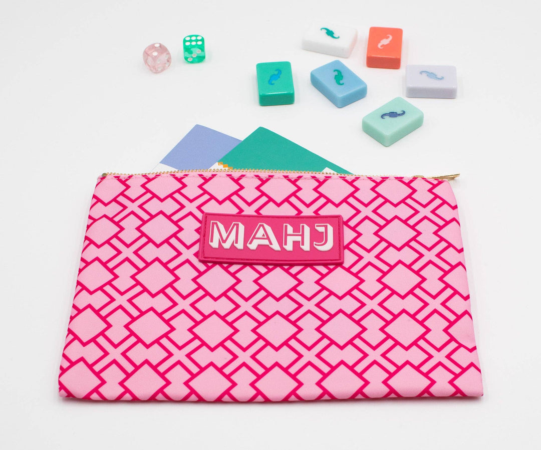 My Fair Mahjong gift bag with colorful Mahjong cards and accessories for card games and storage.