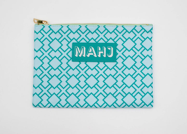 My Fair Mahjong gift bag with Mahjong cards and accessories, featuring a colorful design and compact storage for game pieces.