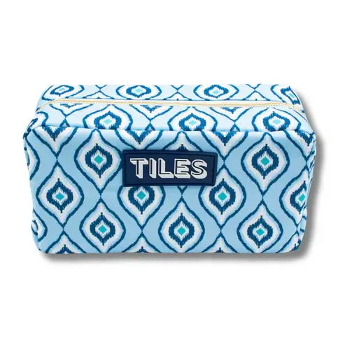 Two Mahjong tile bags from My Fair Mahjong, designed as gift storage for Mahjong game tiles, with decorative patterns and soft fabric.