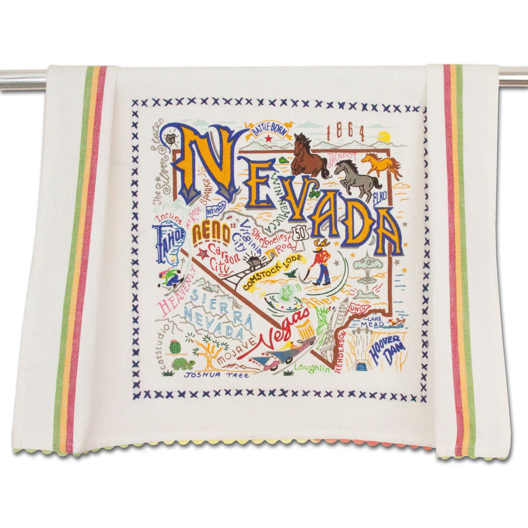 Catstudio Nevada geography dish towel featuring a detailed map design, perfect for home kitchen decor.