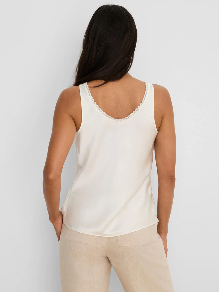 Nic & Zoe lace trim day gloss tank top, sleeveless with delicate lace details, casual and stylish for warm weather wear.