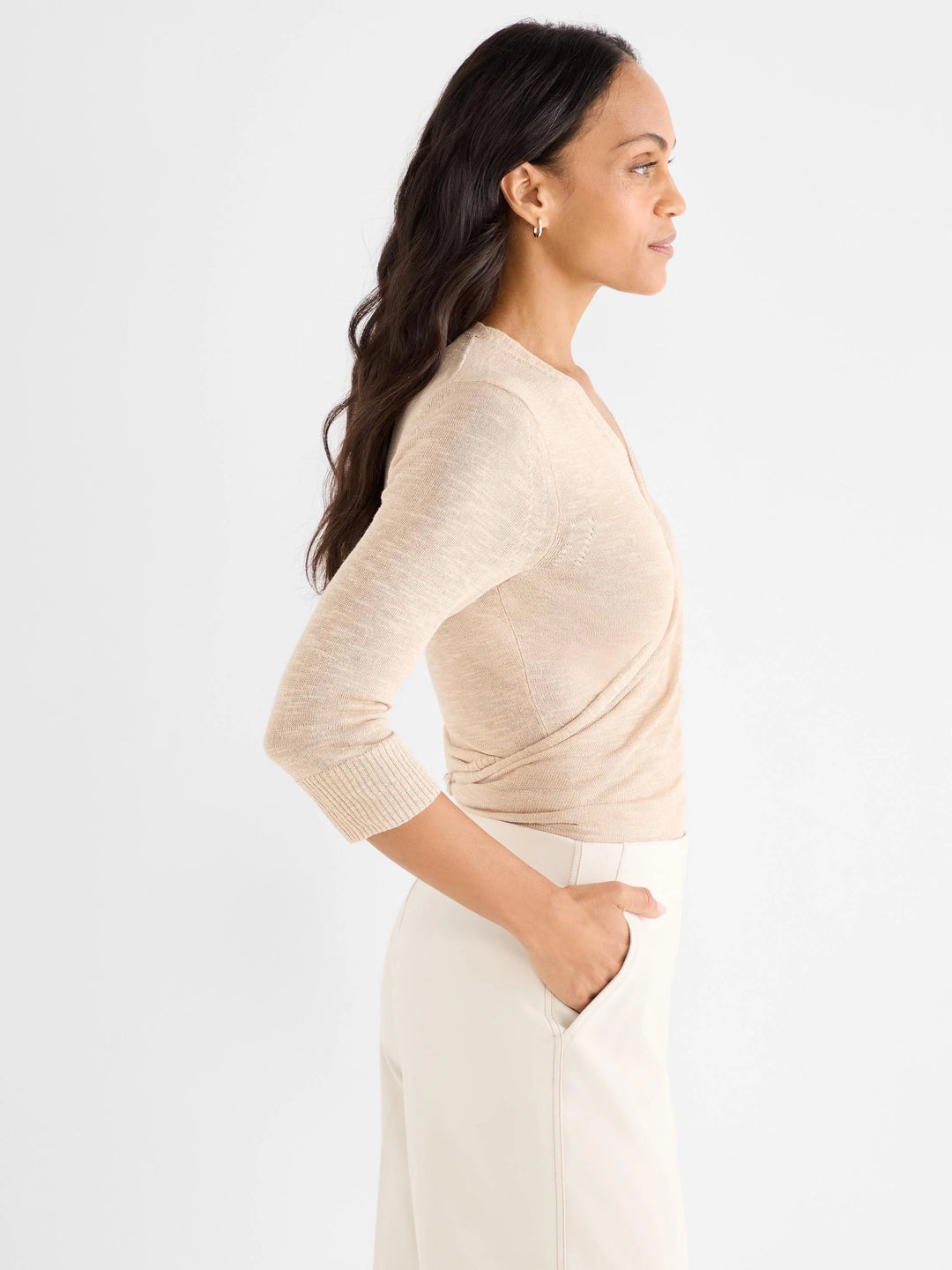 Nic & Zoe 4-Way Knit Cardigan, stylish tops featuring a versatile, cozy knit design, shown in a layered, front view.