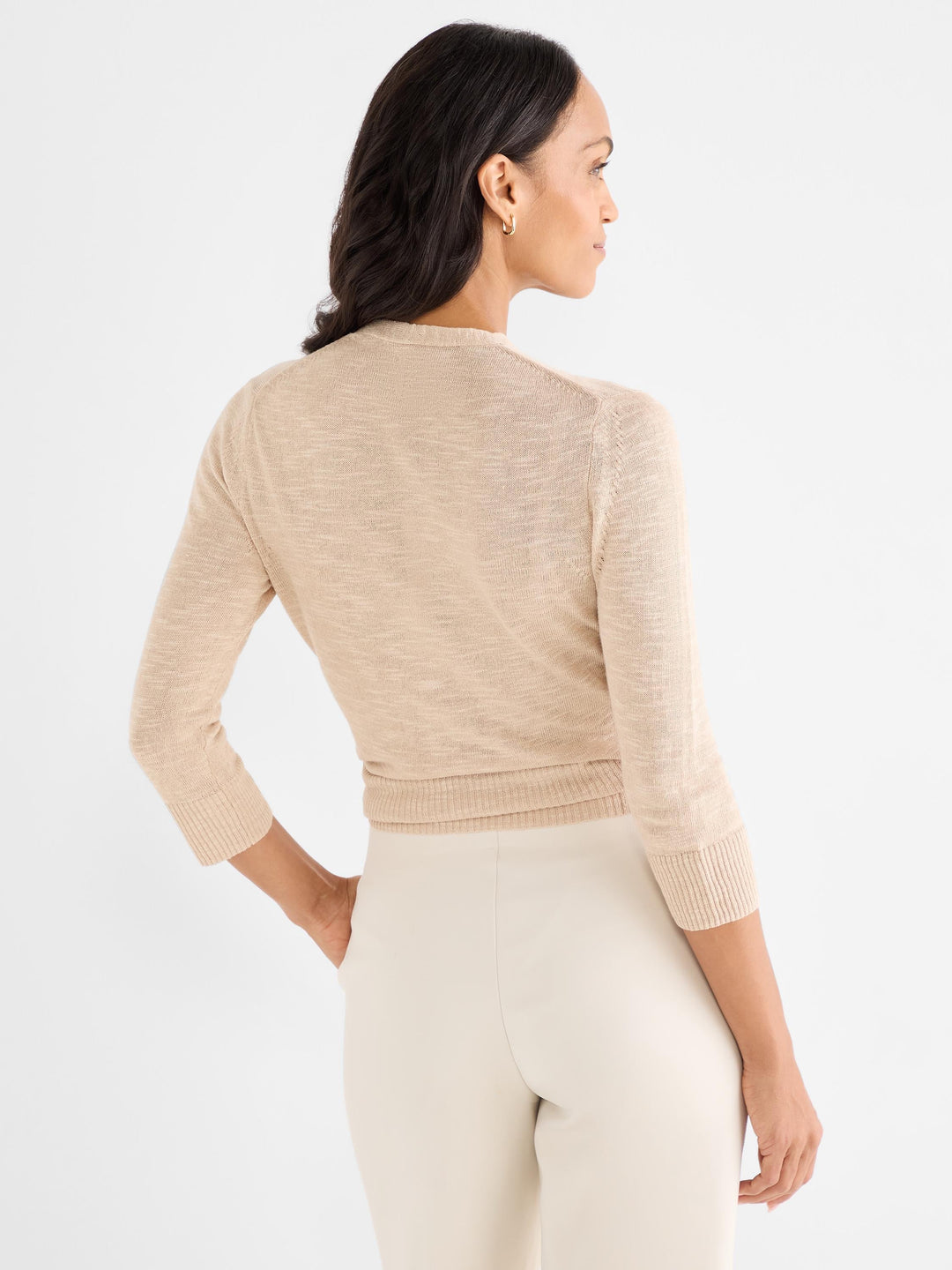 Nic & Zoe 4-Way Knit Cardigan, stylish tops featuring a versatile, cozy knit design in neutral tones.