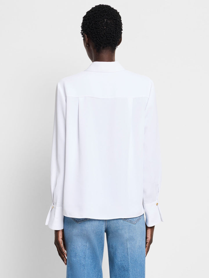 White Nic & Zoe Easy Popover Shirt, stylish women's tops with a relaxed fit and lightweight fabric, shown on a model.
