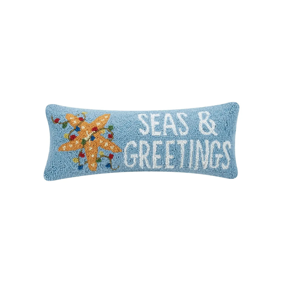 Decorative Seas & Greetings pillow by Peking Handicraft, INC featuring coastal-themed design for home decor.