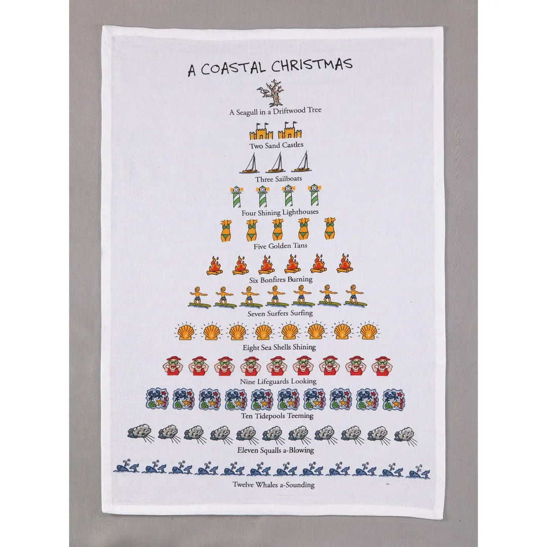 Festive Christmas dish towel by Peking Handicraft, INC featuring holiday-themed patterns and vibrant holiday colors.