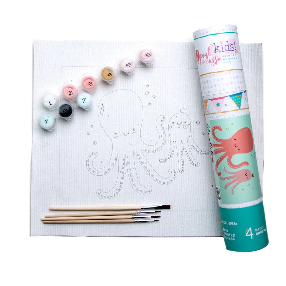Pink Picasso Olivia Octopus Paint Kit for gifts, featuring colorful octopus design and painting supplies in a creative gift set.
