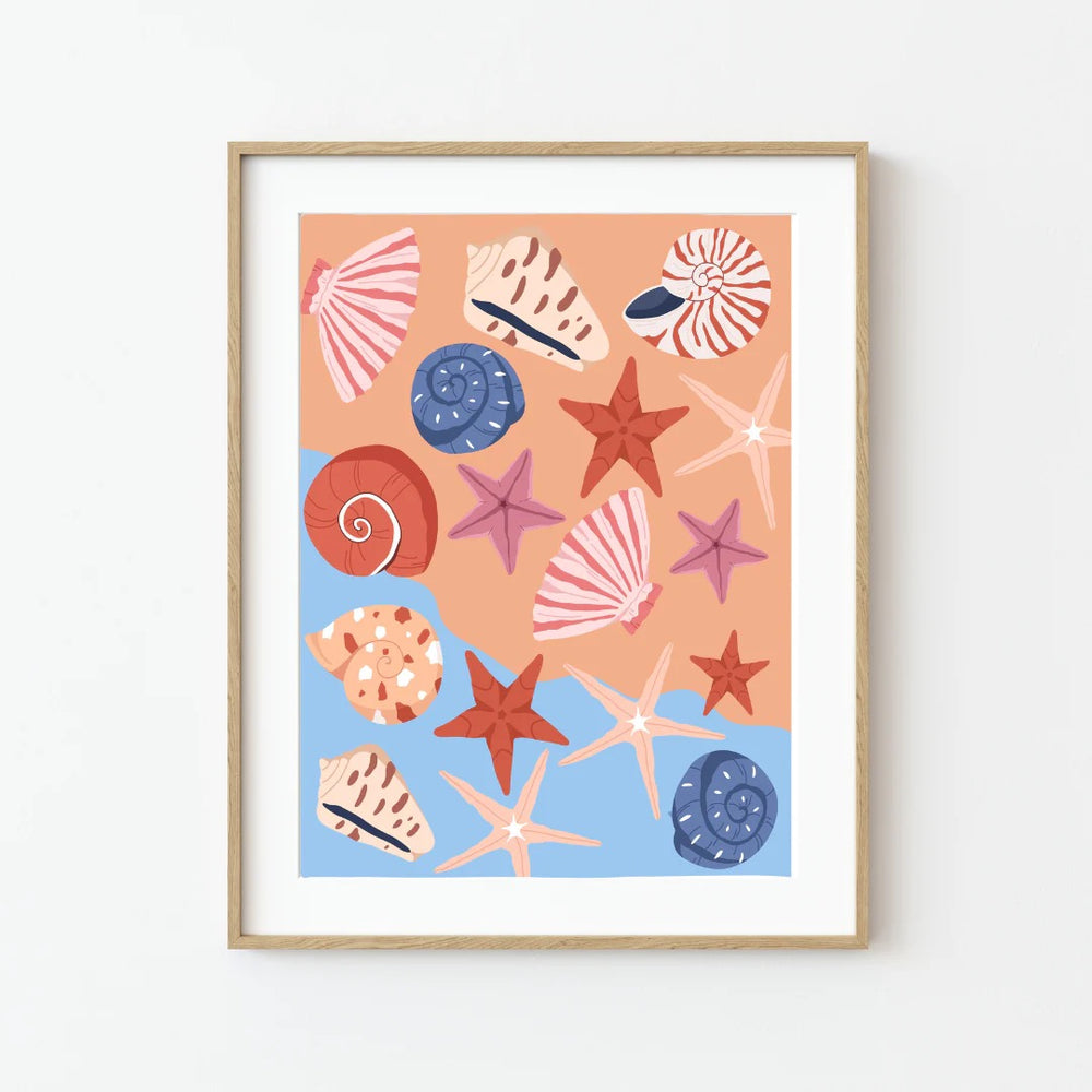 Pink Picasso Sea Shells Paint Kit for gifts, featuring colorful seashell designs and painting supplies on a white background.