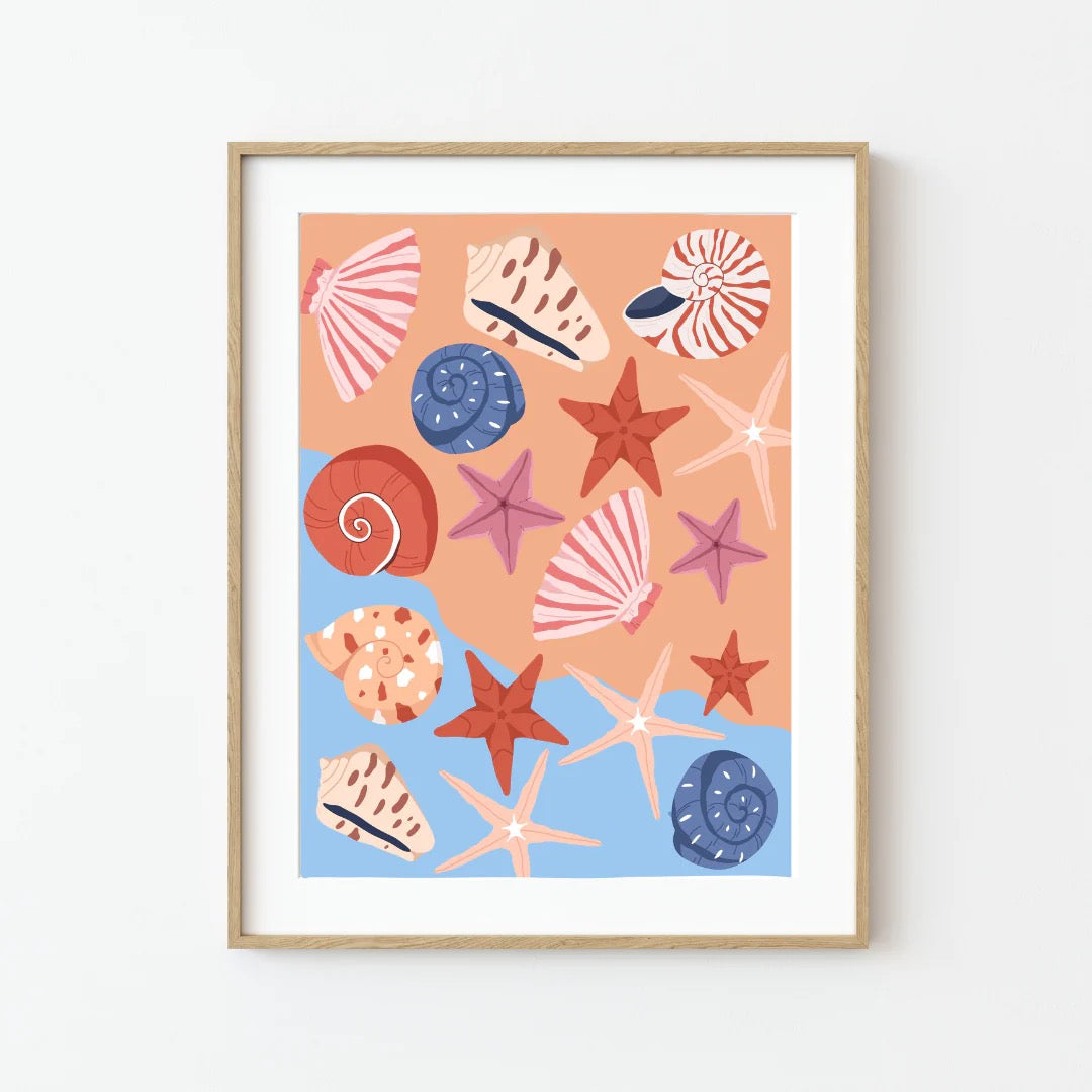 Pink Picasso Sea Shells Paint Kit for gifts, featuring colorful seashell designs and painting supplies on a white background.