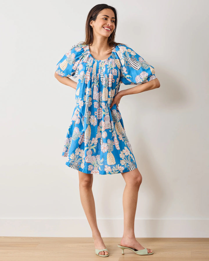 Print Fresh Raina Antique Vases print dress featuring a floral pattern with a fitted bodice and flowing skirt.