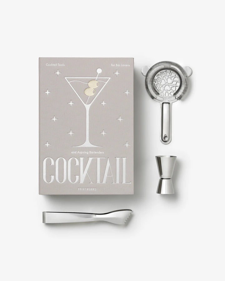 Printworks Essentials Drink Tools Kit for home use, including bar tools and accessories for making cocktails.