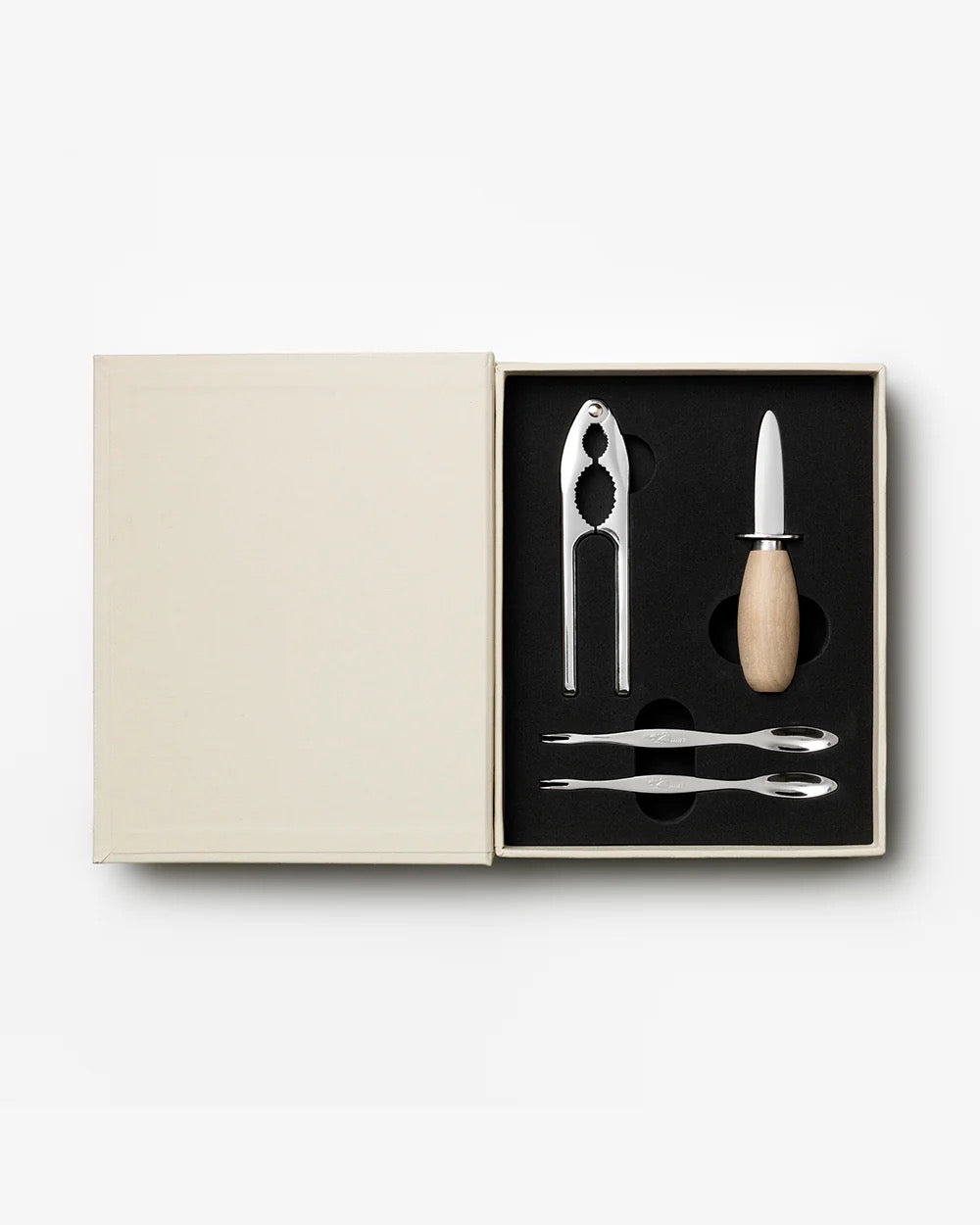 Printworks Essentials seafood tools kit with lobster crackers, seafood forks, and scissors for home seafood preparation.