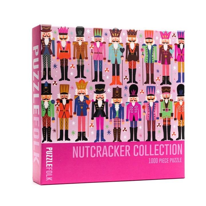 Puzzlefolk Nutcracker Collection 1,000-piece puzzle featuring festive nutcracker figures and winter holiday scene artwork.