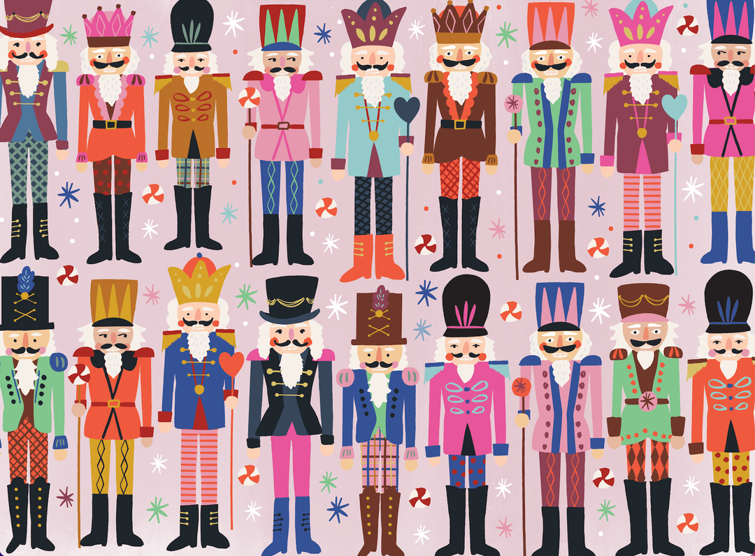 Puzzlefolk Nutcracker Collection 1,000 piece puzzle showing festive nutcracker figures and holiday scene for gift-giving and puzzle enthusiasts.