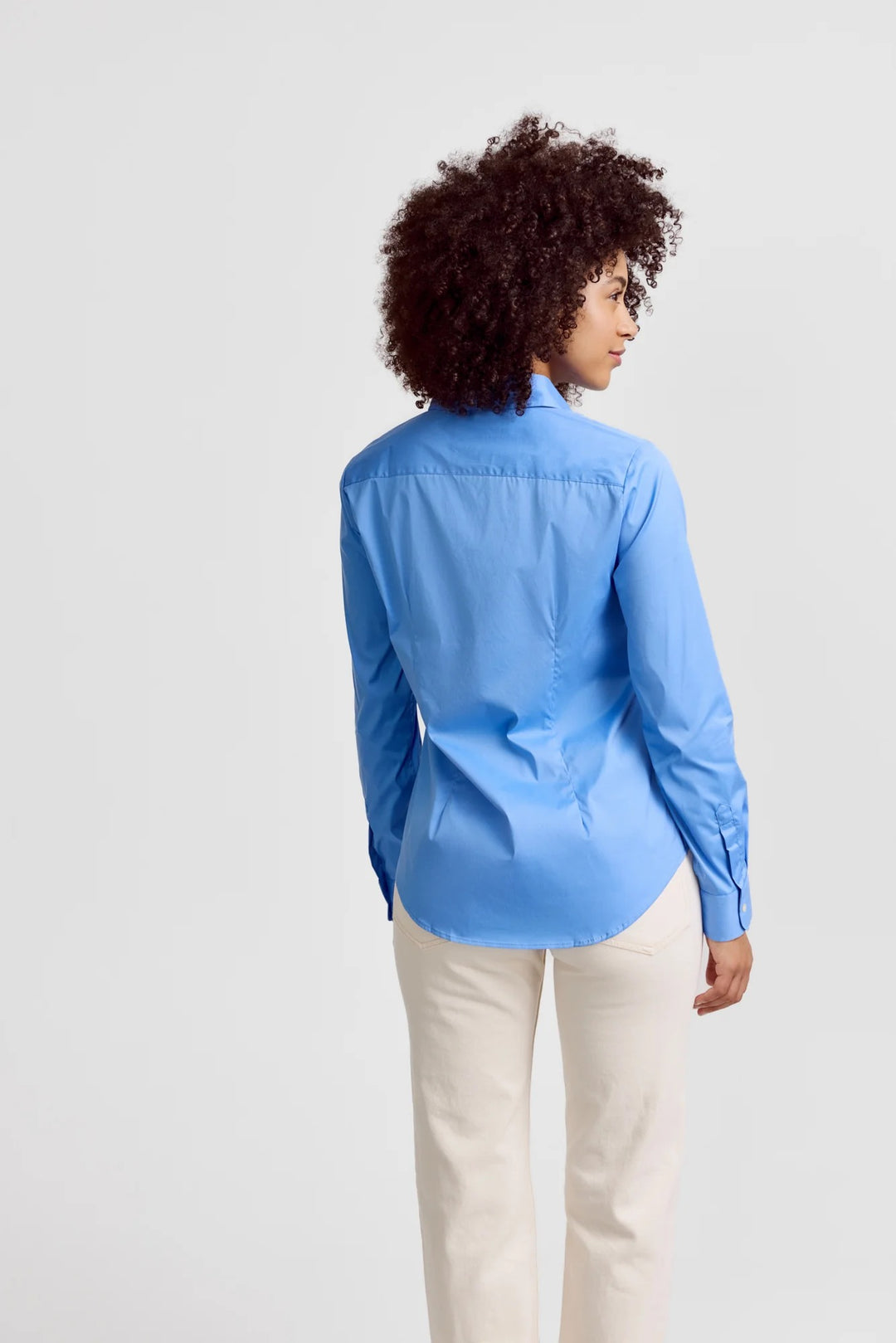 Rochelle Behrens French Blue Icon shirt, a stylish tops with a classic design and vibrant blue color, flat-lay front view.