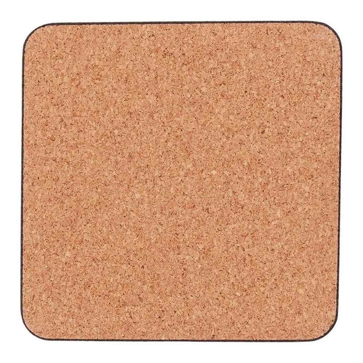Set of four Rockflowerpaper home coasters with colorful, decorative designs on a wooden surface.