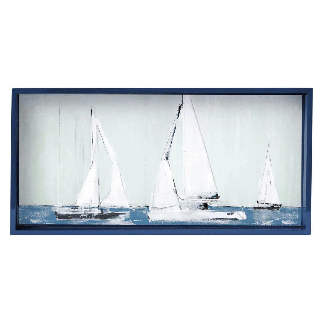 Oblong art tray by Rockflowerpaper with a colorful, abstract design, perfect for home decor or displaying small items.