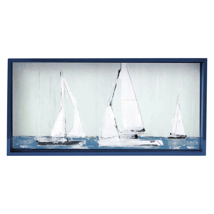 Oblong art tray by Rockflowerpaper with a colorful, abstract design, perfect for home decor or displaying small items.