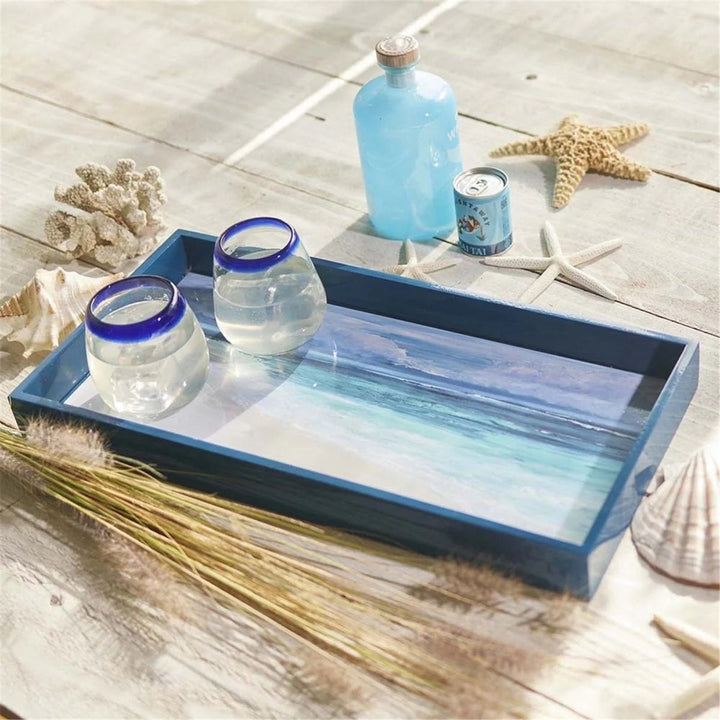 Oblong art tray by Rockflowerpaper, featuring a decorative home decor piece with colorful patterns and artistic design.