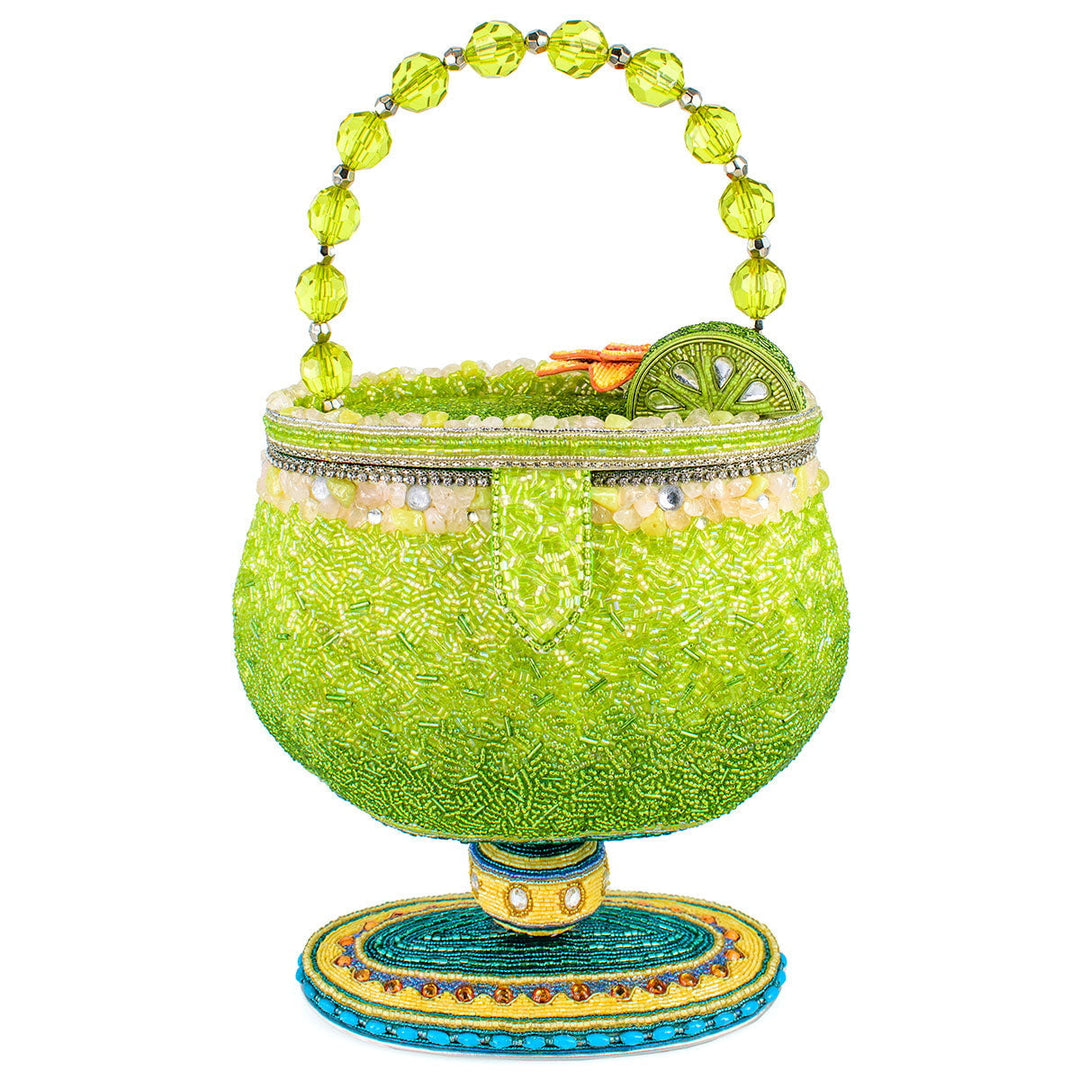 Salty beaded margarita top handle handbag - front