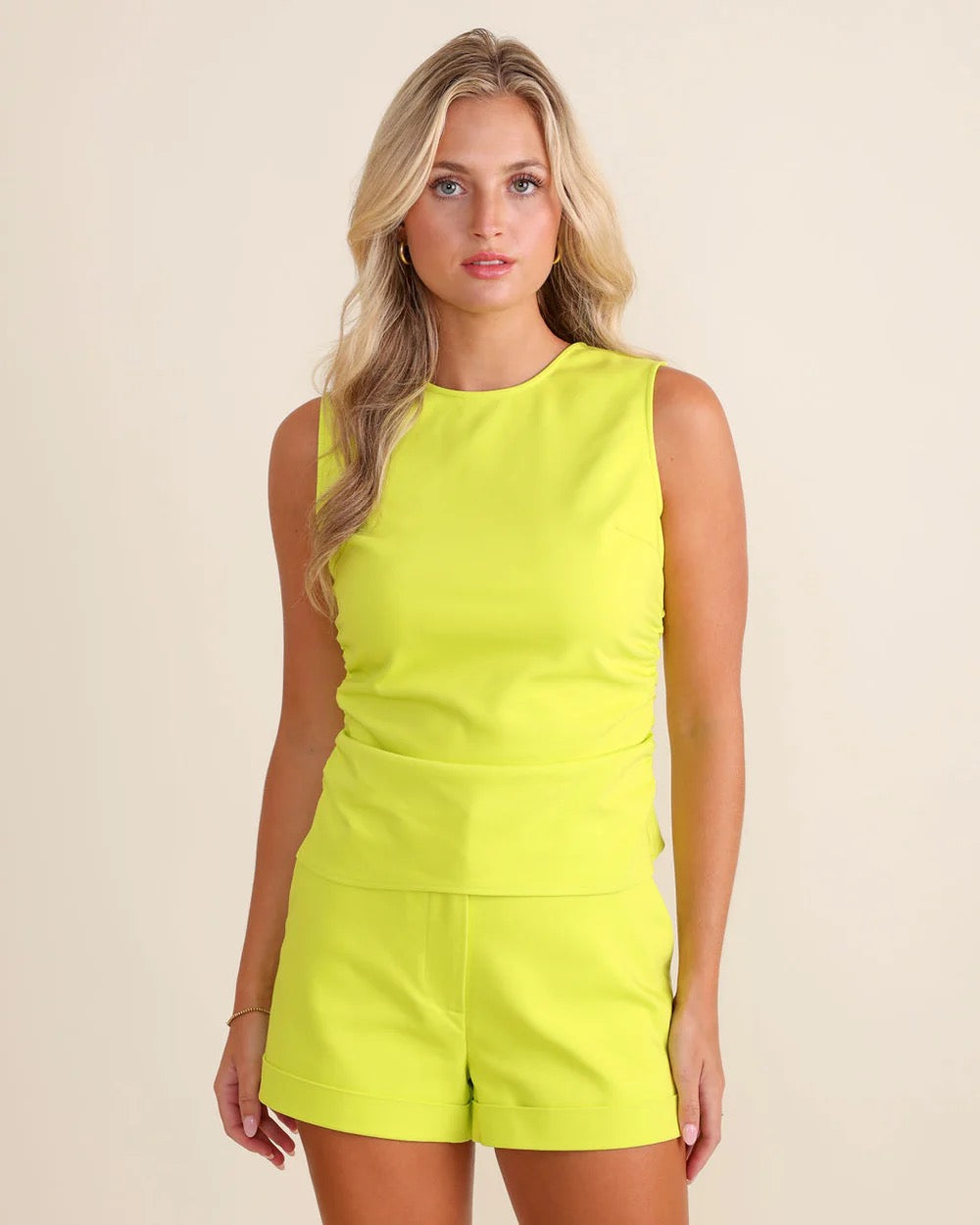 Sedge Jett Cactus Tank top in green with sleeveless design and relaxed fit, displayed on a neutral background.