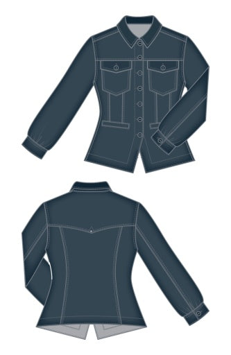 Liverpool Jeans Patch Pocket Fitted Jacket, a stylish tops piece with front patch pockets and a tailored fit.