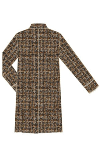 Mandarin collar tweed coat from Liverpool Jeans, stylish tops with textured fabric and tailored fit.