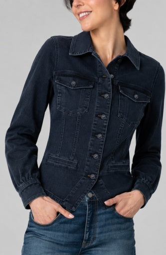 Liverpool Jeans Patch Pocket Fitted Jacket, a stylish women's tops with front patch pockets and tailored fit.