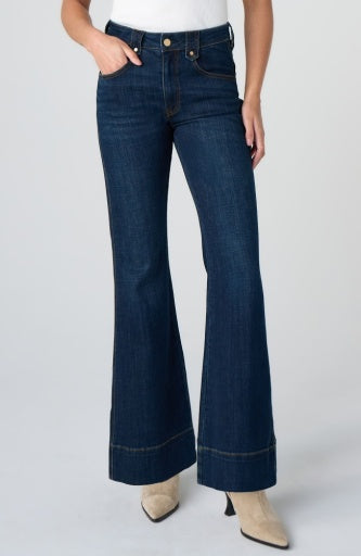 Liverpool Jeans Hannah Outlaw Flare bottoms with 30-inch inseam, featuring a stylish flare design and classic denim look.