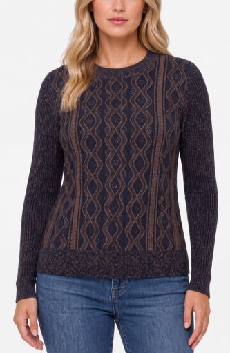 Liverpool Jeans long sleeve crewneck sweater in a soft, cozy fabric, shown in a casual style with a classic fit.