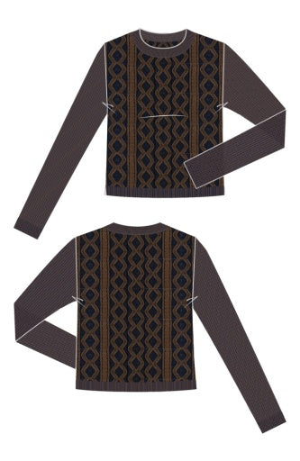Liverpool Jeans long sleeve crewneck sweater in a soft knit fabric, shown in a neutral color, styled as a casual top.