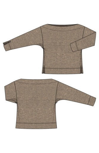 Liverpool Jeans long sleeve boatneck top in soft fabric, featuring a classic boat neckline and fitted silhouette.