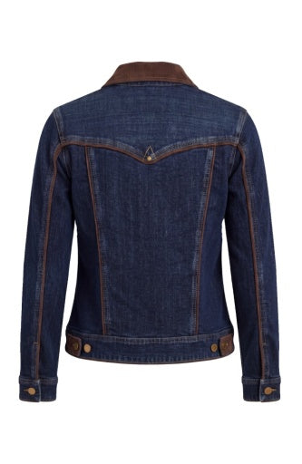 Liverpool Jeans classic trucker top with velvet detailing, showcasing a stylish denim design and trendy fabric accents.