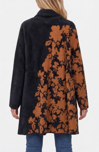 Liverpool Jeans long sleeve open front shawl sweater coat, stylish and cozy tops, shown in a neutral color on a hanger.