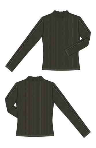 Liverpool Jeans mock neck long sleeve sweater, stylish tops in a cozy knit design, shown in a natural standing pose.