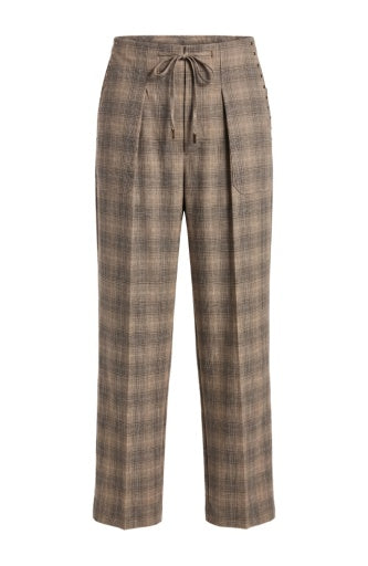 High Rise Crop Trouser with Drawstring 27" Inseam - Oak/multi Ombre Print