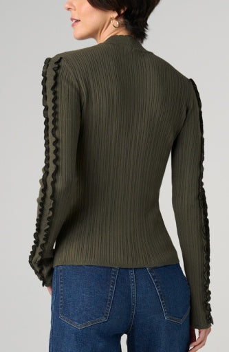 Liverpool Jeans mock neck long sleeve sweater, stylish tops with a fitted design and ribbed cuffs, in a cozy knit fabric.