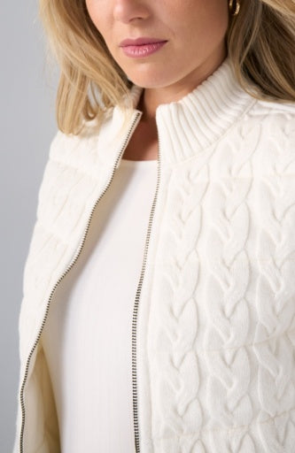 Reversible zip-front quilted sleeveless sweater vest by Liverpool Jeans, shown in a stylish, quilted design perfect for layering.