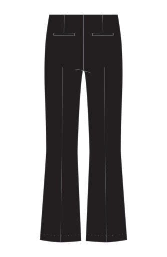 Liverpool Jeans high rise pull-on crop flare trousers with 26-inch inseam, shown in a stylish, fitted bottoms silhouette.