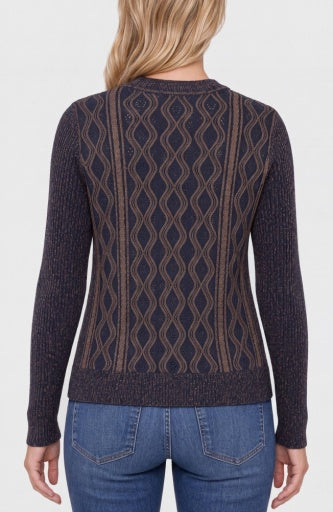 Liverpool Jeans long sleeve crewneck sweater, soft knit top in a neutral color, featuring a classic fit and ribbed cuffs.