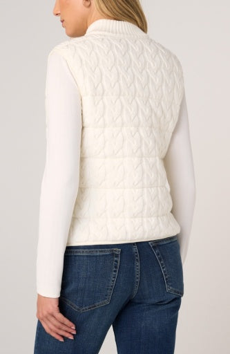 Reversible sleeveless quilted sweater vest from Liverpool Jeans, featuring zip front and stylish quilted design.
