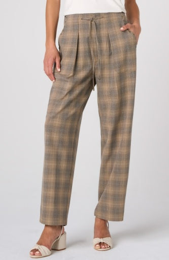 High Rise Crop Trouser with Drawstring 27" Inseam - Oak/multi Ombre Print