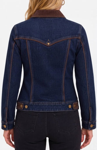Liverpool Jeans classic trucker top with velvet detailing, showcasing a casual style and textured fabric.