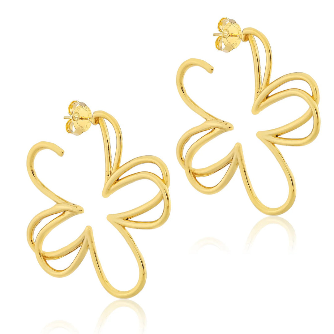 Sheila Fajl Carnation Hoop Earrings in gold, showcasing delicate floral-inspired hoops for elegant accessories.