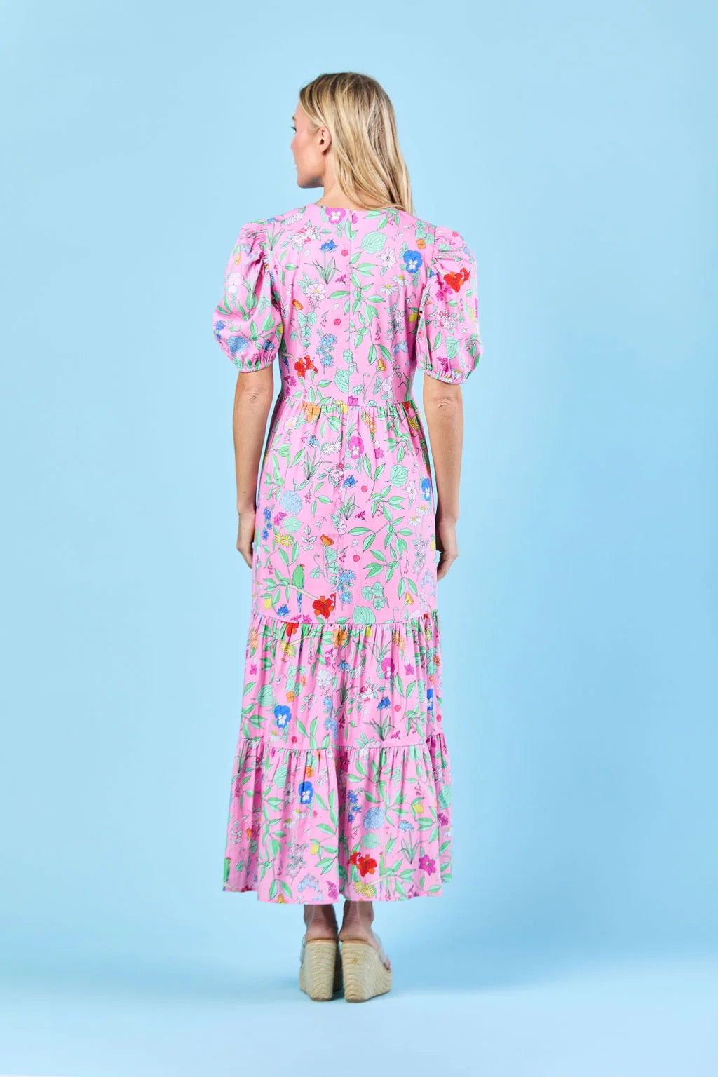 Sheridan French Margot Wildflower Dress displayed with floral pattern and flowing fabric, perfect for summer or casual wear.