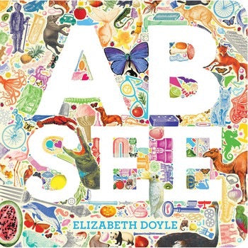Baby book titled "A B See" by Simon & Schuster, featuring colorful pages with alphabet and visual learning images.