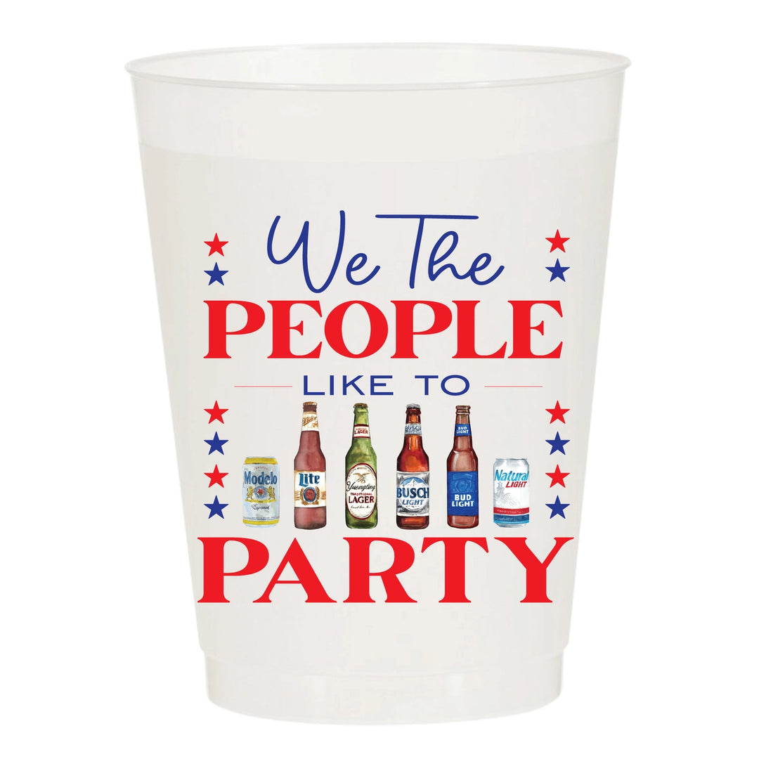 Set of six frosted Sip Sip Hooray home cups with a smooth, matte finish, perfect for casual gatherings and outdoor use.